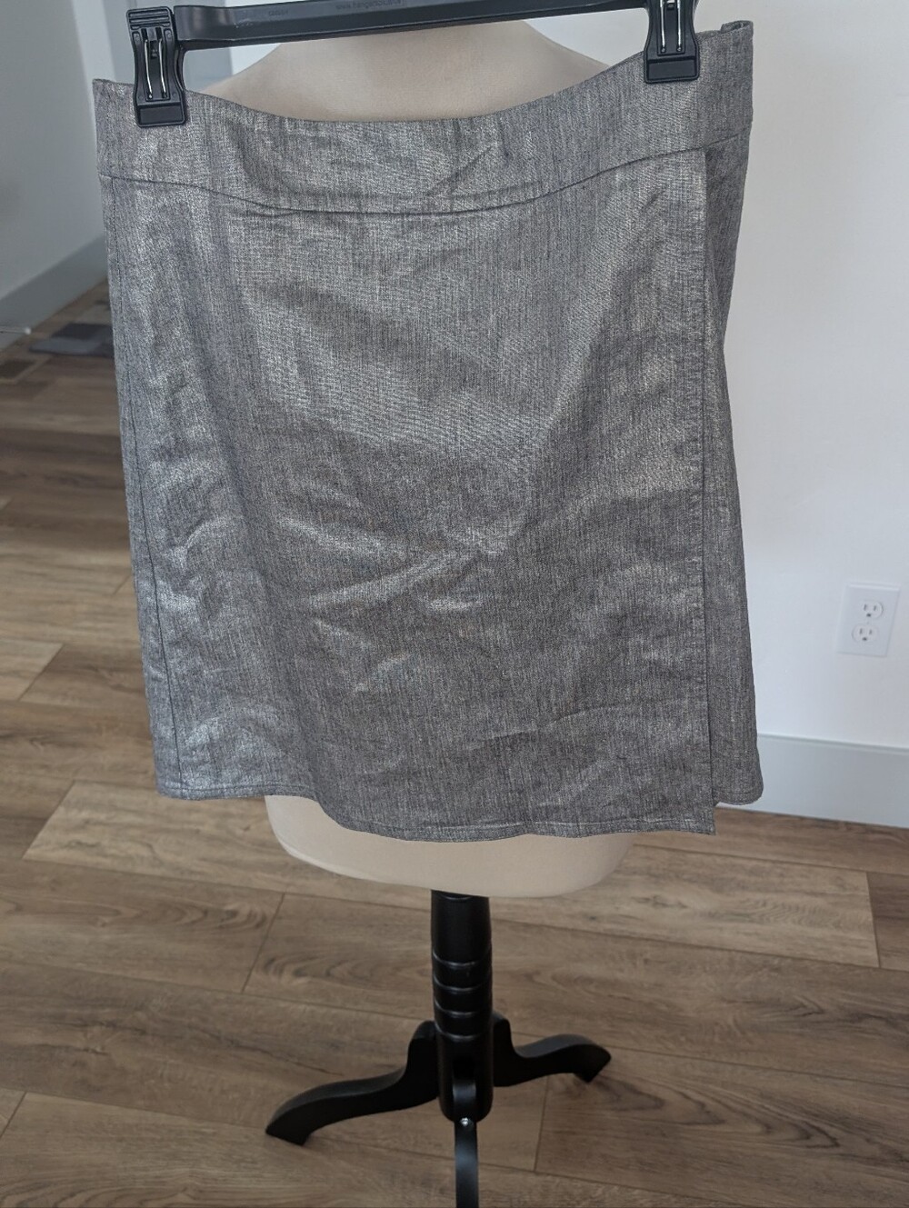 Eileen Fisher Metallic Gray Midi A-Line Skirt
